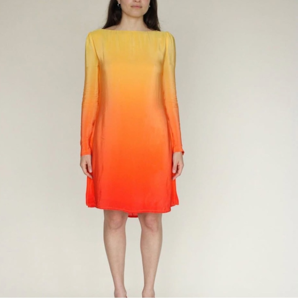 Tyler mcgillivary sunset orange sherbet colored long sleeve mini dress in lava